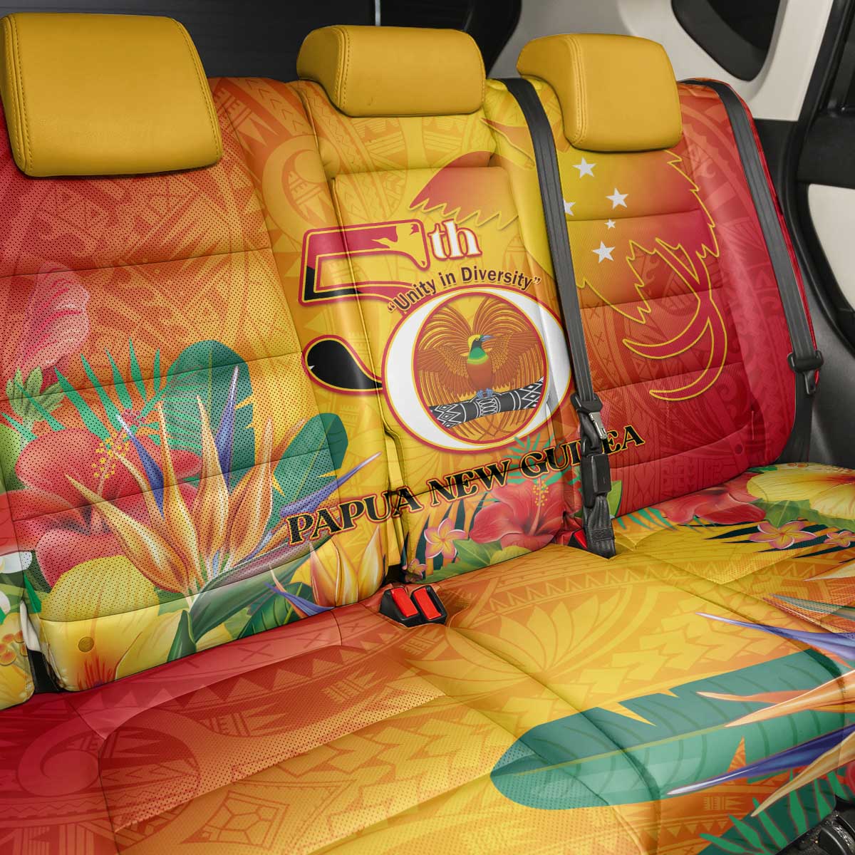 Papua New Guinea Independence Day Back Car Seat Cover 50th Anniversary Unity in Diversity