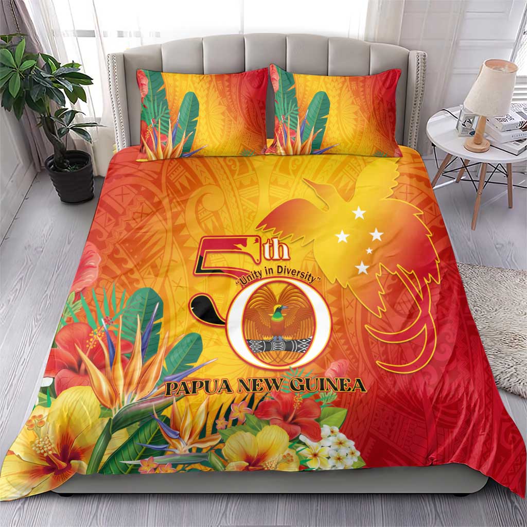 Papua New Guinea Independence Day Bedding Set 50th Anniversary Unity in Diversity