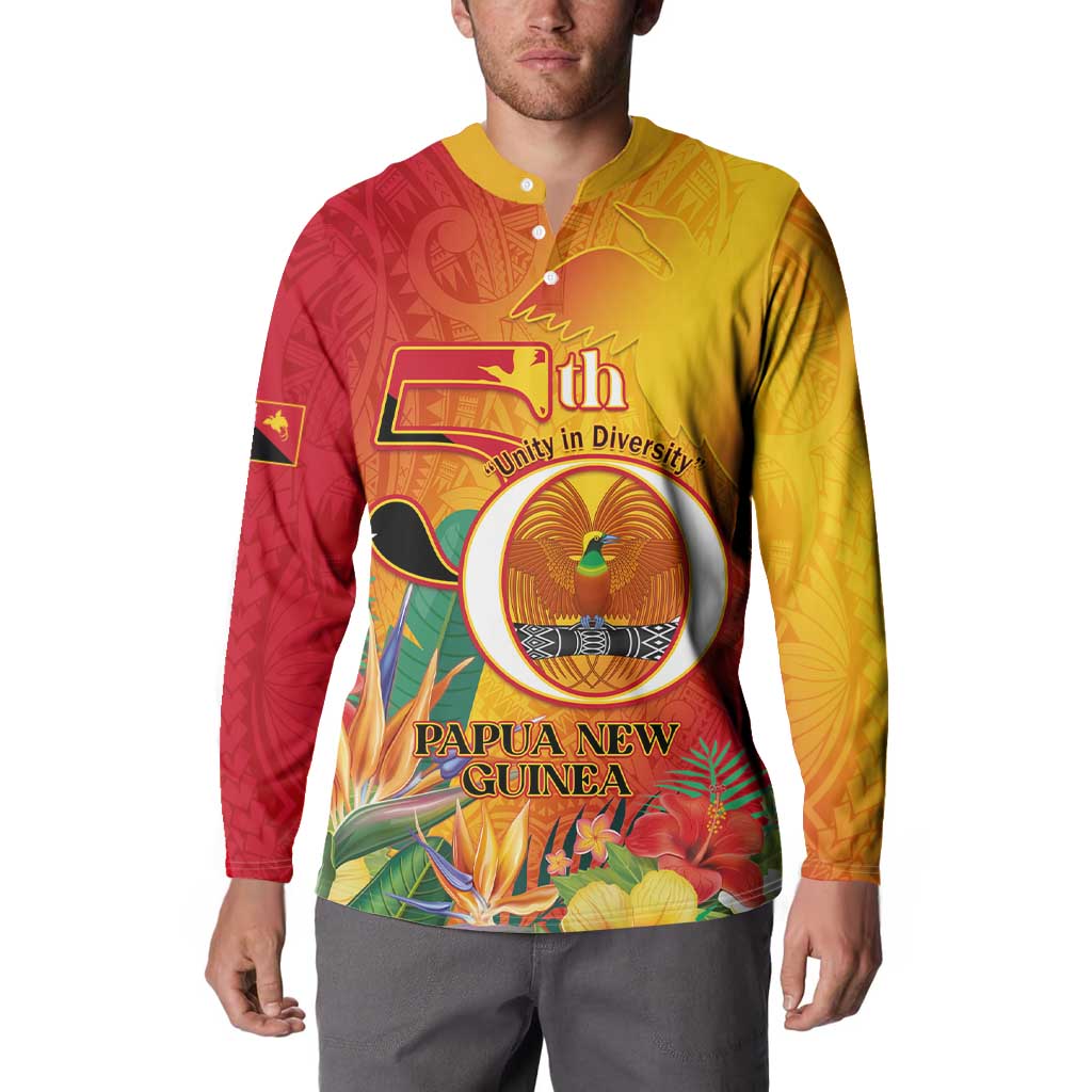 Papua New Guinea Independence Day Button Sweatshirt 50th Anniversary Unity in Diversity