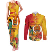 Papua New Guinea Independence Day Couples Matching Tank Maxi Dress and Long Sleeve Button Shirt 50th Anniversary Unity in Diversity