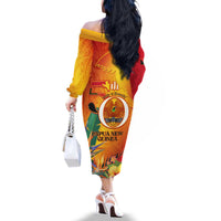 Papua New Guinea Independence Day Family Matching Off The Shoulder Long Sleeve Dress and Hawaiian Shirt 50th Anniversary Unity in Diversity