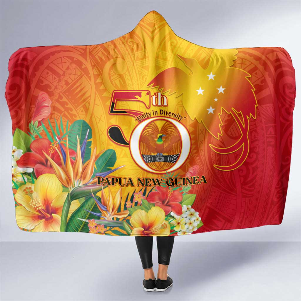 Papua New Guinea Independence Day Hooded Blanket 50th Anniversary Unity in Diversity