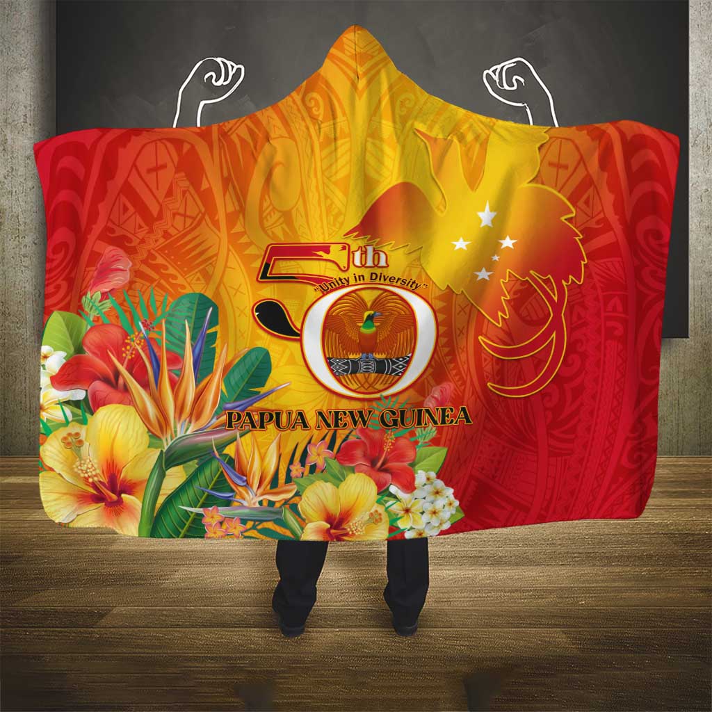 Papua New Guinea Independence Day Hooded Blanket 50th Anniversary Unity in Diversity