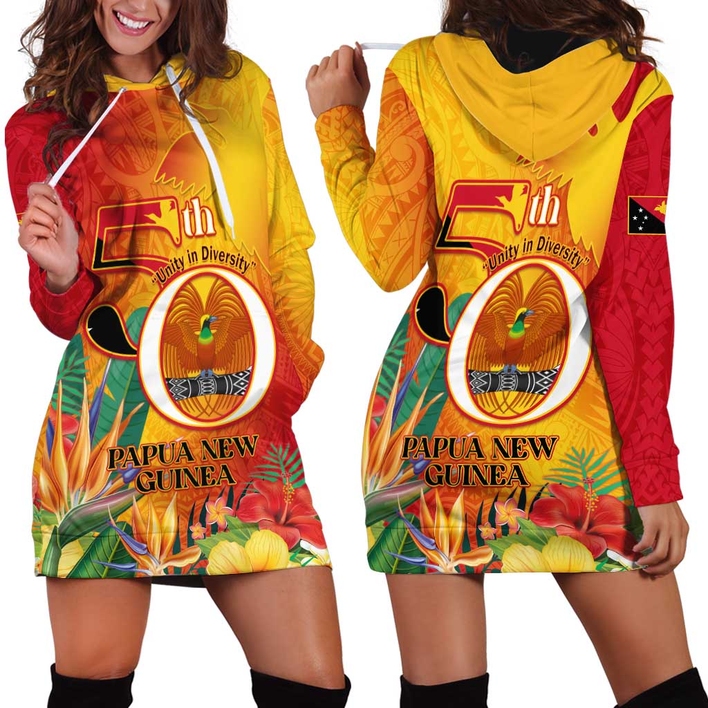 Papua New Guinea Independence Day Hoodie Dress 50th Anniversary Unity in Diversity