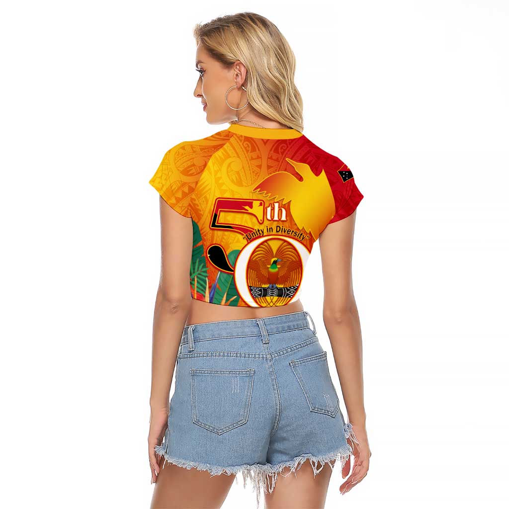 Papua New Guinea Independence Day Raglan Cropped T Shirt 50th Anniversary Unity in Diversity