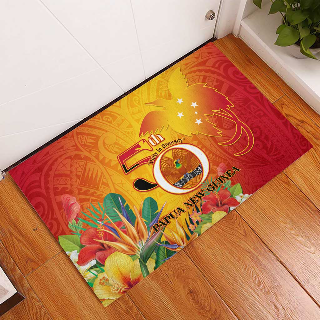 Papua New Guinea Independence Day Rubber Doormat 50th Anniversary Unity in Diversity