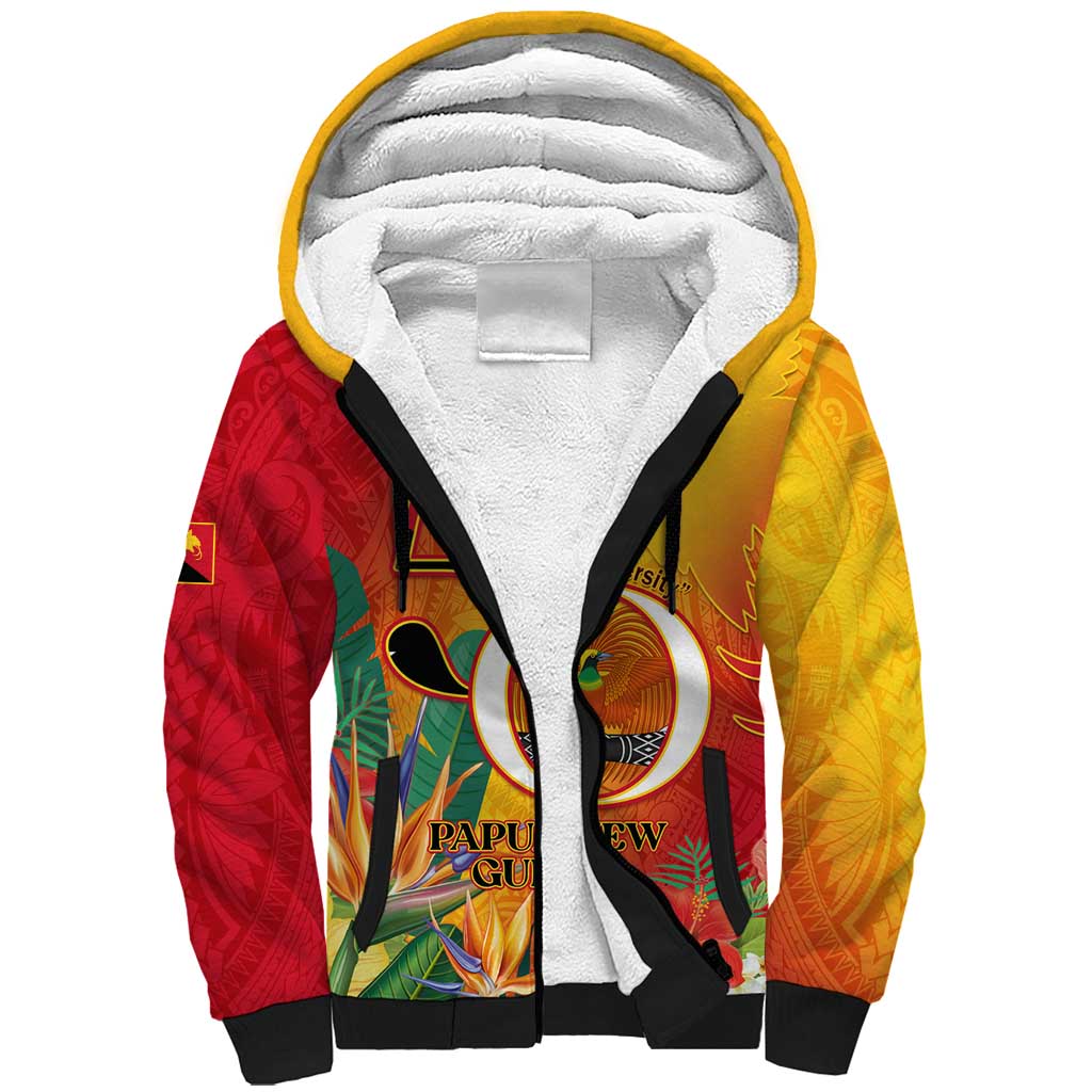 Papua New Guinea Independence Day Sherpa Hoodie 50th Anniversary Unity in Diversity