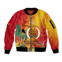 Papua New Guinea Independence Day Sleeve Zip Bomber Jacket 50th Anniversary Unity in Diversity