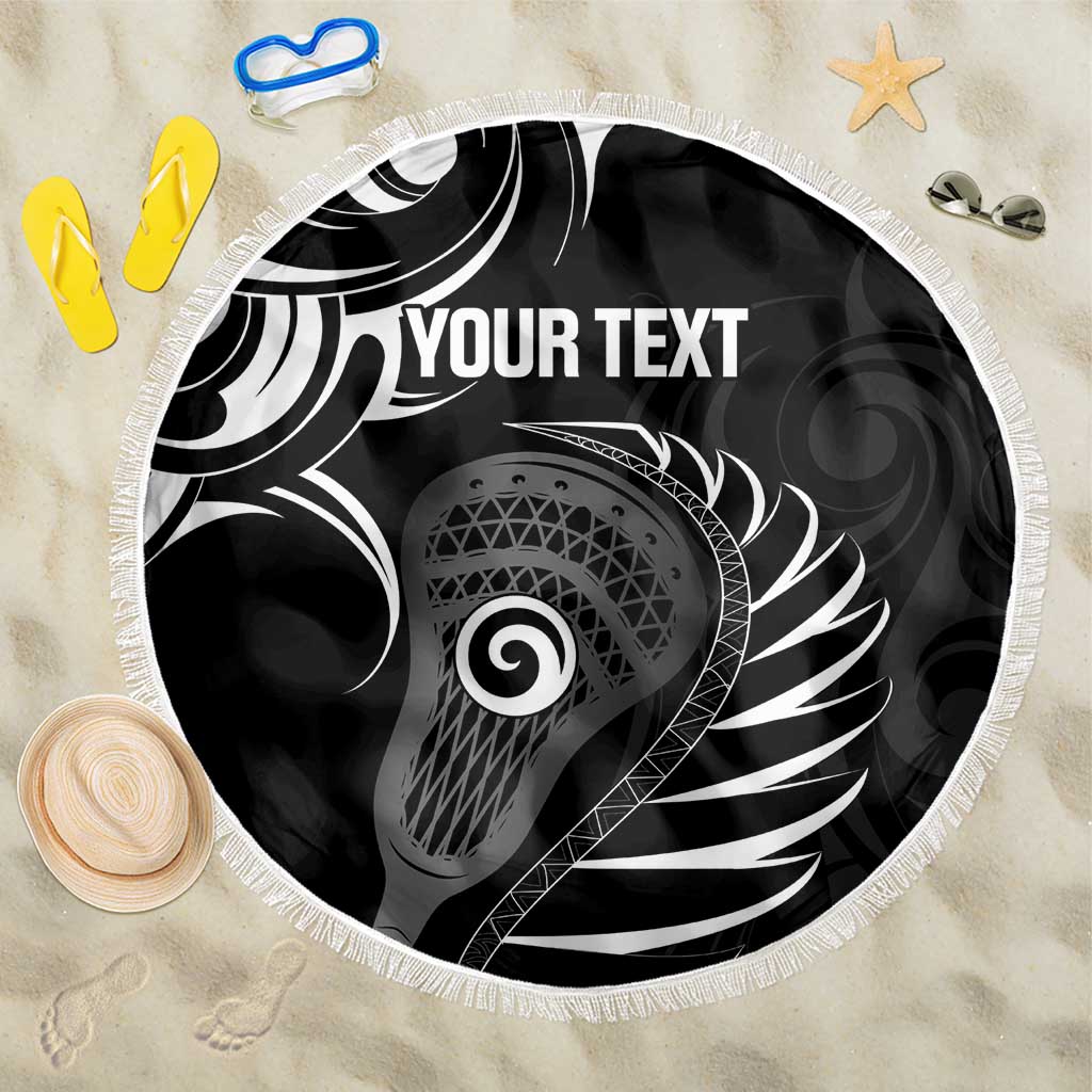 Personalised New Zealand Silver Fern Lacrosse Beach Blanket Aotearoa Maori Pattern