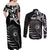 Personalised New Zealand Silver Fern Lacrosse Couples Matching Off Shoulder Maxi Dress and Long Sleeve Button Shirt Aotearoa Maori Pattern