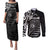 Personalised New Zealand Silver Fern Lacrosse Couples Matching Puletasi and Long Sleeve Button Shirt Aotearoa Maori Pattern