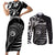 Personalised New Zealand Silver Fern Lacrosse Couples Matching Short Sleeve Bodycon Dress and Long Sleeve Button Shirt Aotearoa Maori Pattern