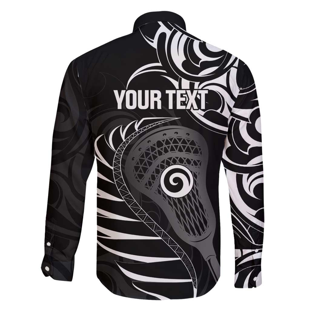 Personalised New Zealand Silver Fern Lacrosse Family Matching Long Sleeve Bodycon Dress and Hawaiian Shirt Aotearoa Maori Pattern LT14 - Polynesian Pride