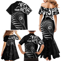 Personalised New Zealand Silver Fern Lacrosse Family Matching Mermaid Dress and Hawaiian Shirt Aotearoa Maori Pattern LT14 - Polynesian Pride