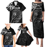 Personalised New Zealand Silver Fern Lacrosse Family Matching Puletasi and Hawaiian Shirt Aotearoa Maori Pattern LT14 - Polynesian Pride