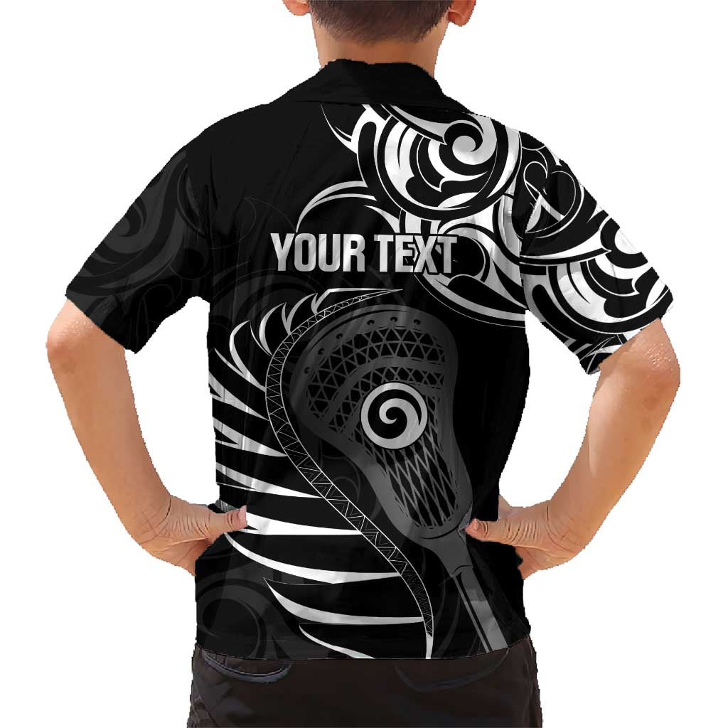 Personalised New Zealand Silver Fern Lacrosse Family Matching Short Sleeve Bodycon Dress and Hawaiian Shirt Aotearoa Maori Pattern LT14 - Polynesian Pride