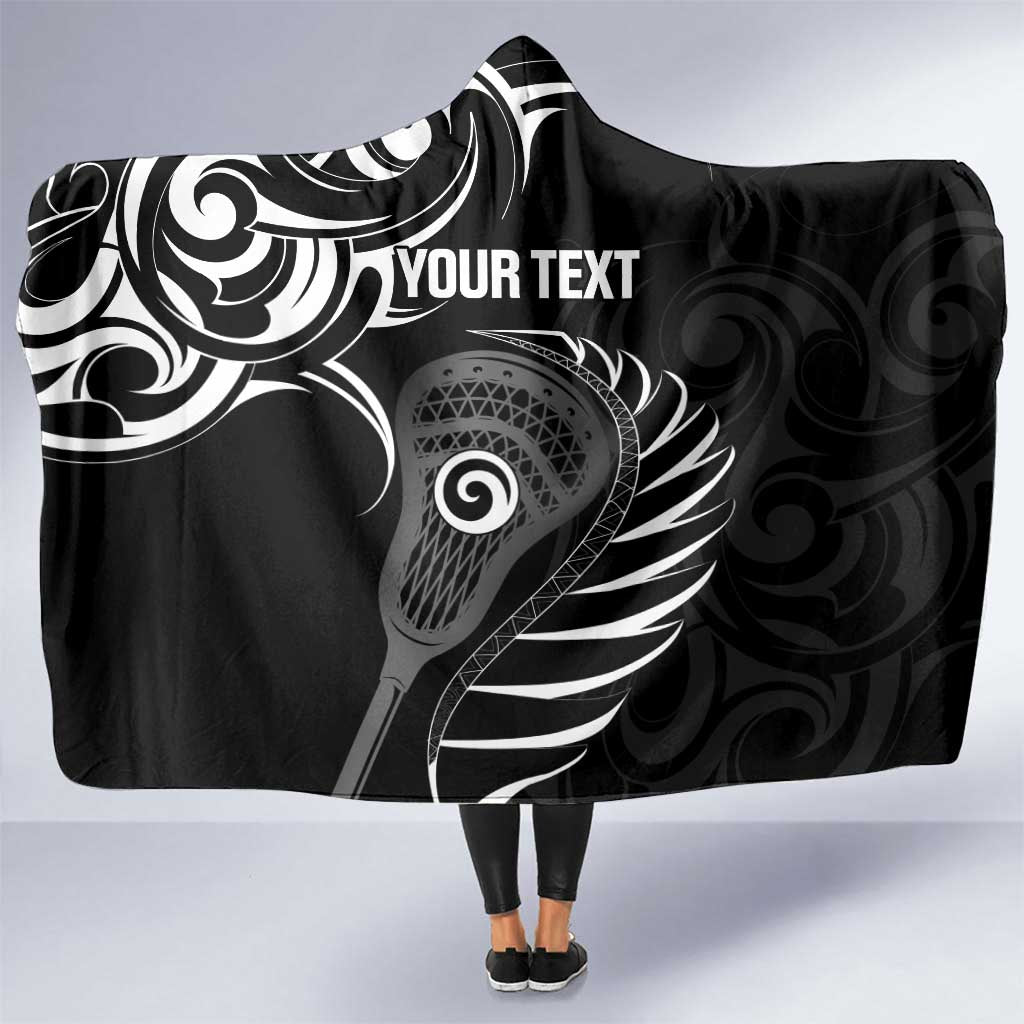 Personalised New Zealand Silver Fern Lacrosse Hooded Blanket Aotearoa Maori Pattern