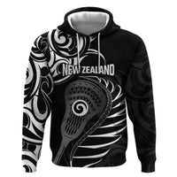 Personalised New Zealand Silver Fern Lacrosse Hoodie Aotearoa Maori Pattern