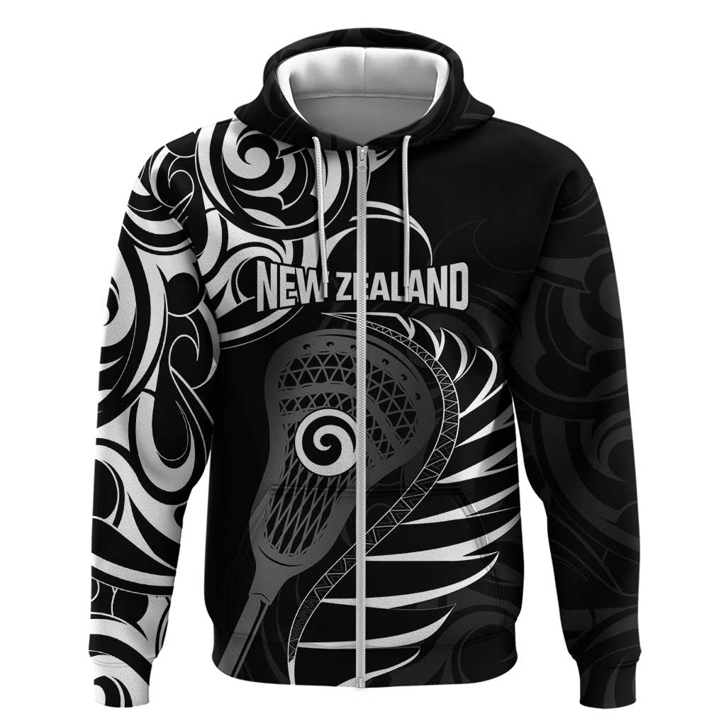 Personalised New Zealand Silver Fern Lacrosse Hoodie Aotearoa Maori Pattern