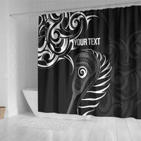 Personalised New Zealand Silver Fern Lacrosse Shower Curtain Aotearoa Maori Pattern
