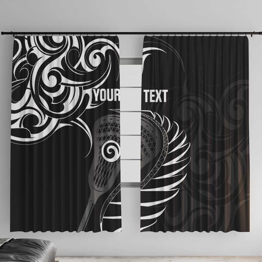 Personalised New Zealand Silver Fern Lacrosse Window Curtain Aotearoa Maori Pattern