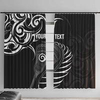 Personalised New Zealand Silver Fern Lacrosse Window Curtain Aotearoa Maori Pattern