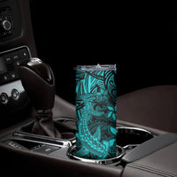 Polynesian Skinny Tumbler Turquoise Hawaiian Tribal Hammerhead Shark
