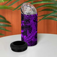 Polynesian 4 in 1 Can Cooler Tumbler Purple Hawaiian Tribal Hammerhead Shark