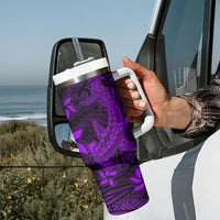 Polynesian Tumbler With Handle Purple Hawaiian Tribal Hammerhead Shark