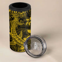 Polynesian 4 in 1 Can Cooler Tumbler Gold Hawaiian Tribal Hammerhead Shark