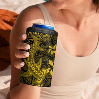 Polynesian 4 in 1 Can Cooler Tumbler Gold Hawaiian Tribal Hammerhead Shark