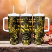 Polynesian Tumbler With Handle Gold Hawaiian Tribal Hammerhead Shark