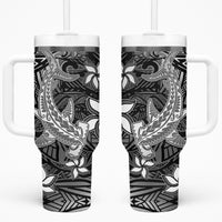 Polynesian Tumbler With Handle Black Hawaiian Tribal Hammerhead Shark