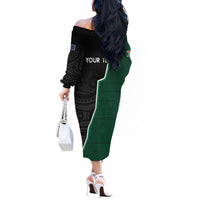 Personalised New Zealand And South Africa Rugby Off The Shoulder Long Sleeve Dress 2024 All Black Springboks Mascots Together LT14 - Polynesian Pride