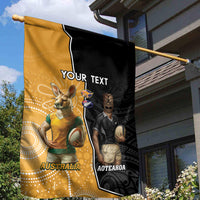 Personalised New Zealand And Australia Rugby Garden Flag 2024 All Black Wallabies Mascots Together