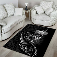 Personalised All Black New Zealand Darts Area Rug Aoteroa Fern Maori Galaxy Style