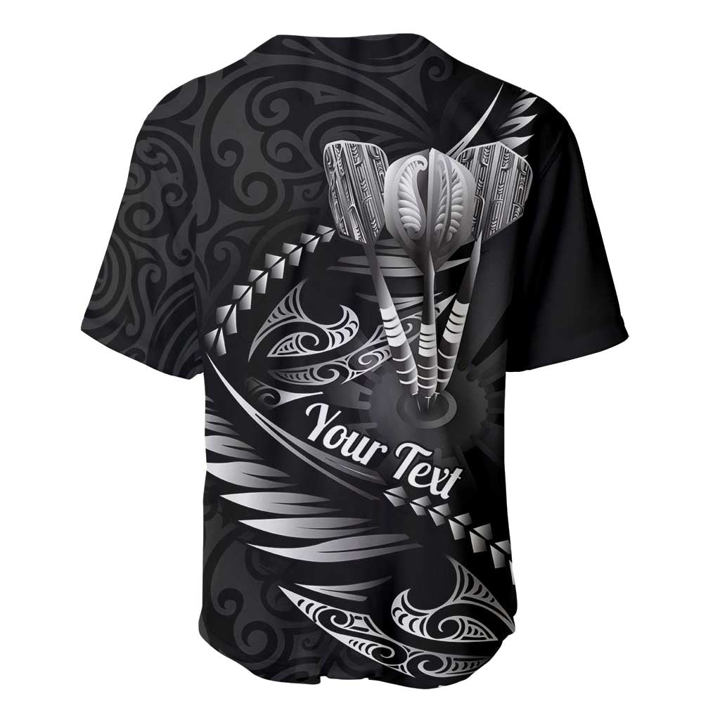 Personalised All Black New Zealand Darts Baseball Jersey Aoteroa Fern Maori Galaxy Style