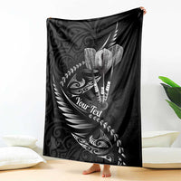 Personalised All Black New Zealand Darts Blanket Aoteroa Fern Maori Galaxy Style