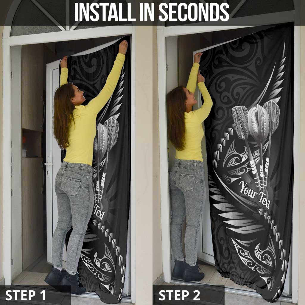 Personalised All Black New Zealand Darts Door Cover Aoteroa Fern Maori Galaxy Style - Polynesian Pride