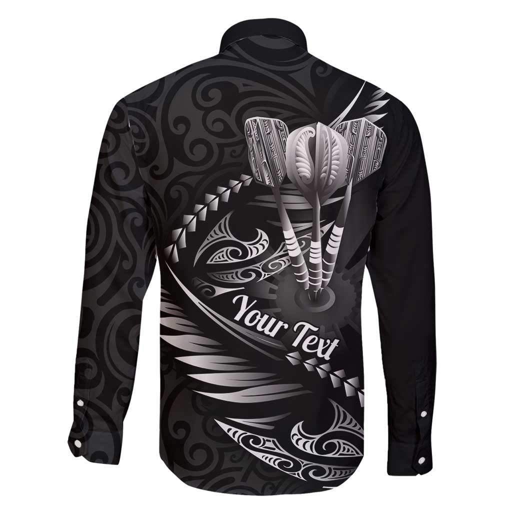 Personalised All Black New Zealand Darts Family Matching Puletasi and Hawaiian Shirt Aoteroa Fern Maori Galaxy Style LT14 - Polynesian Pride