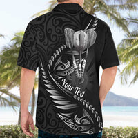 Personalised All Black New Zealand Darts Hawaiian Shirt Aoteroa Fern Maori Galaxy Style LT14 - Polynesian Pride