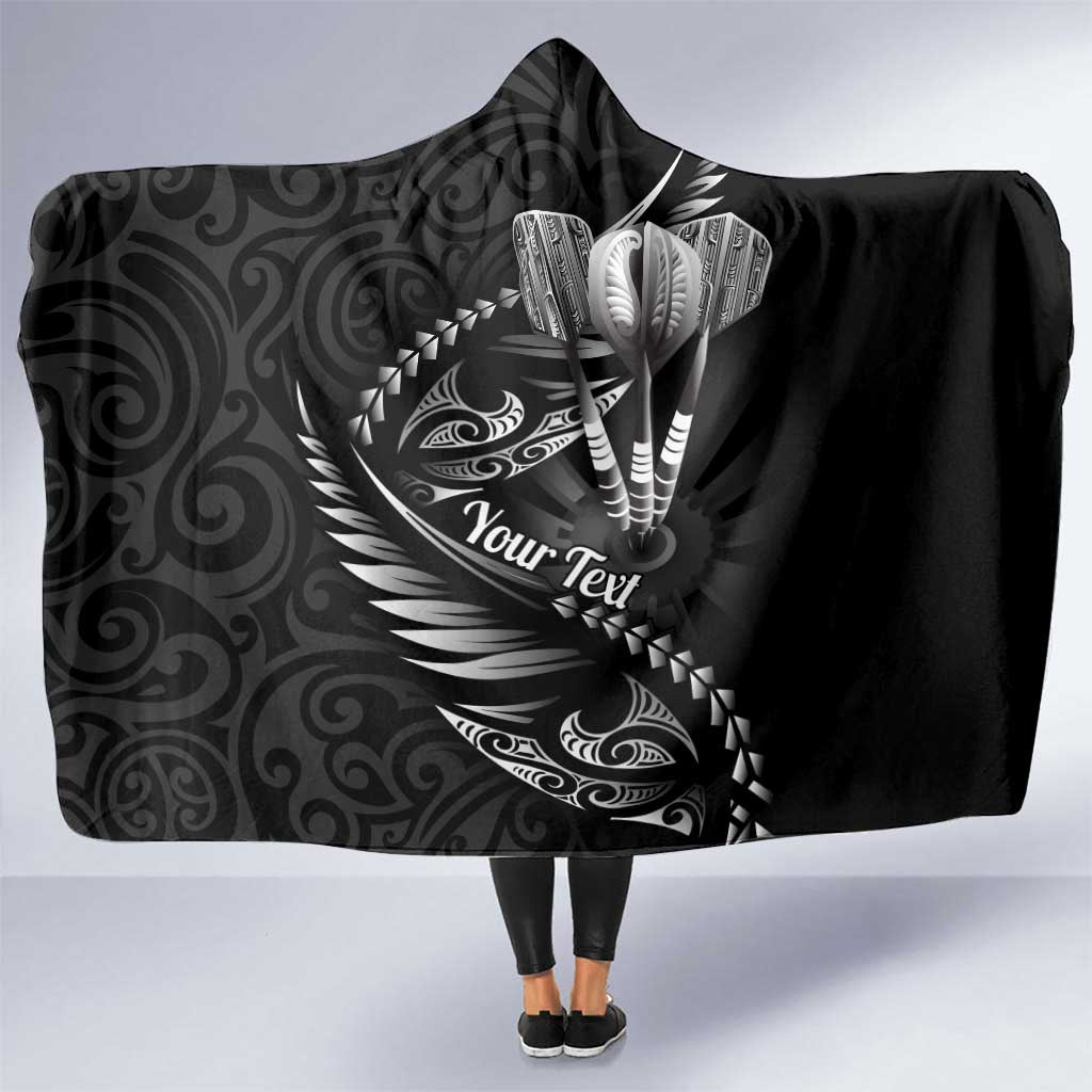 Personalised All Black New Zealand Darts Hooded Blanket Aoteroa Fern Maori Galaxy Style LT14 One Size Black - Polynesian Pride