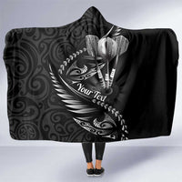 Personalised All Black New Zealand Darts Hooded Blanket Aoteroa Fern Maori Galaxy Style LT14 One Size Black - Polynesian Pride