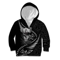 Personalised All Black New Zealand Darts Kid Hoodie Aoteroa Fern Maori Galaxy Style LT14 Zip Hoodie Black - Polynesian Pride