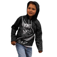 Personalised All Black New Zealand Darts Kid Hoodie Aoteroa Fern Maori Galaxy Style LT14 - Polynesian Pride