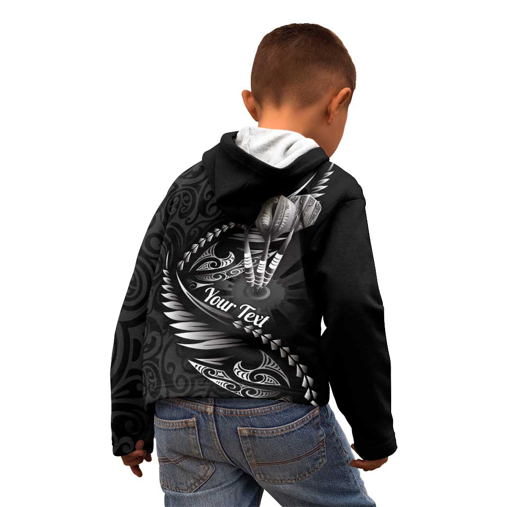 Personalised All Black New Zealand Darts Kid Hoodie Aoteroa Fern Maori Galaxy Style LT14 - Polynesian Pride