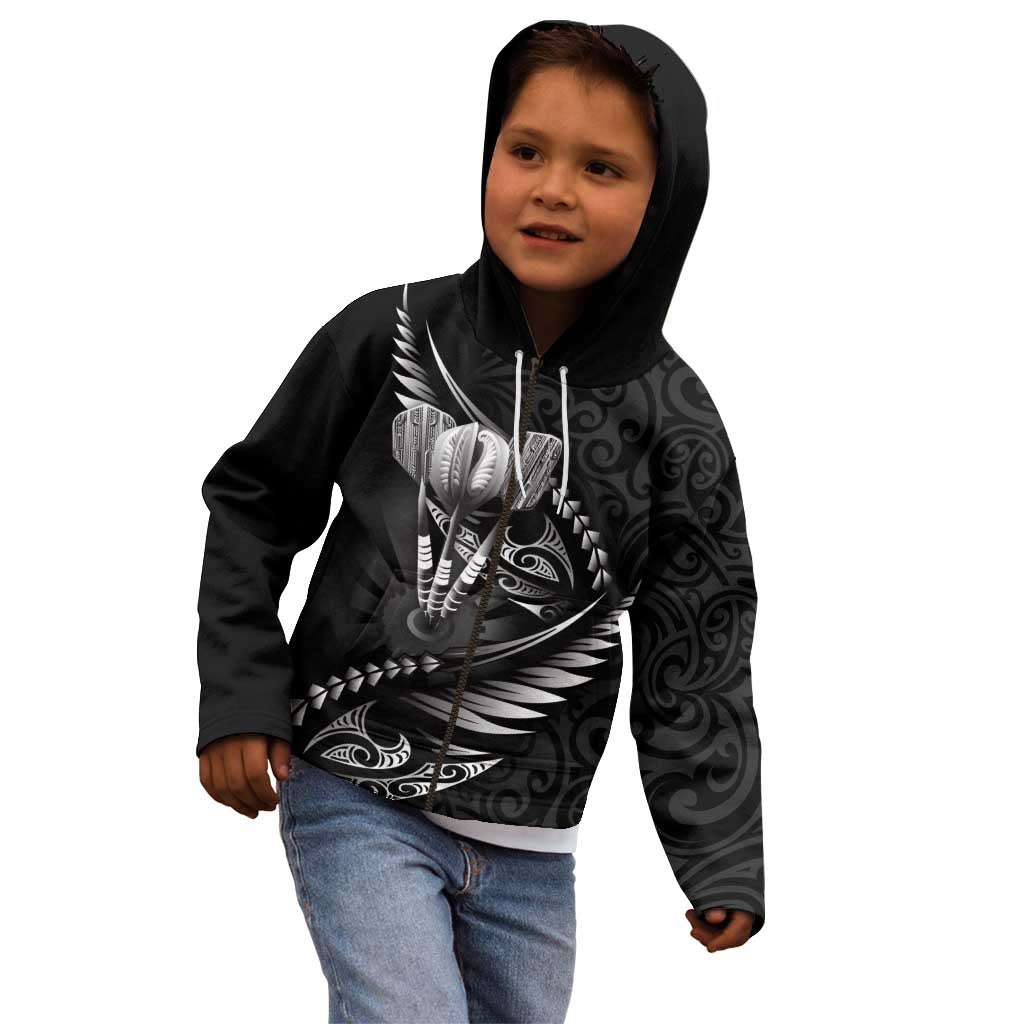 Personalised All Black New Zealand Darts Kid Hoodie Aoteroa Fern Maori Galaxy Style LT14 - Polynesian Pride