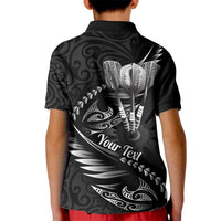 Personalised All Black New Zealand Darts Kid Polo Shirt Aoteroa Fern Maori Galaxy Style LT14 - Polynesian Pride