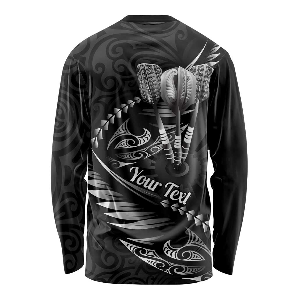 Personalised All Black New Zealand Darts Long Sleeve Shirt Aoteroa Fern Maori Galaxy Style LT14 - Polynesian Pride