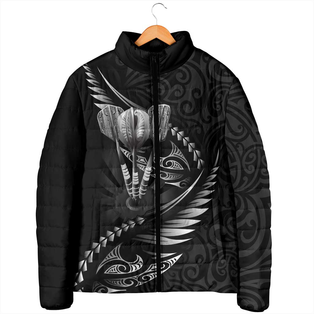 Personalised All Black New Zealand Darts Padded Jacket Aoteroa Fern Maori Galaxy Style - Polynesian Pride